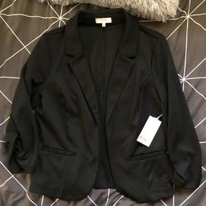 CANDIES Black Tie Knit Blazer W/Lace Trim